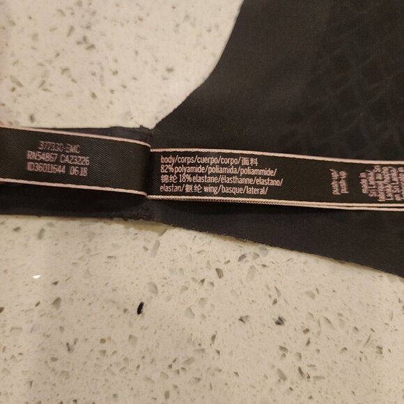 Victorias Secret Push Up Bra 32D Black Gold Metallic Padded Underwire - Picture 7 of 7